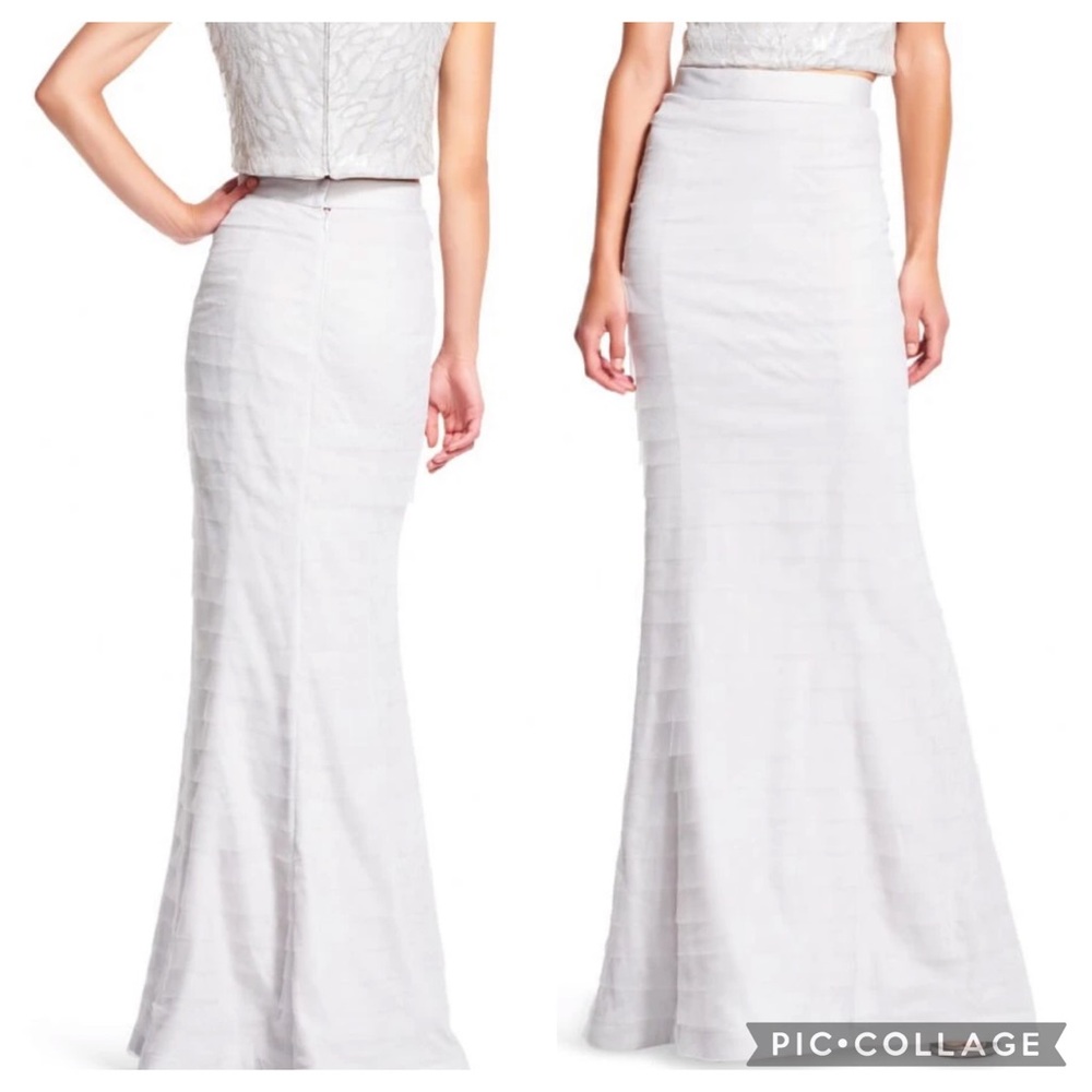 Adrianna-Papell long tiered tulle skirt